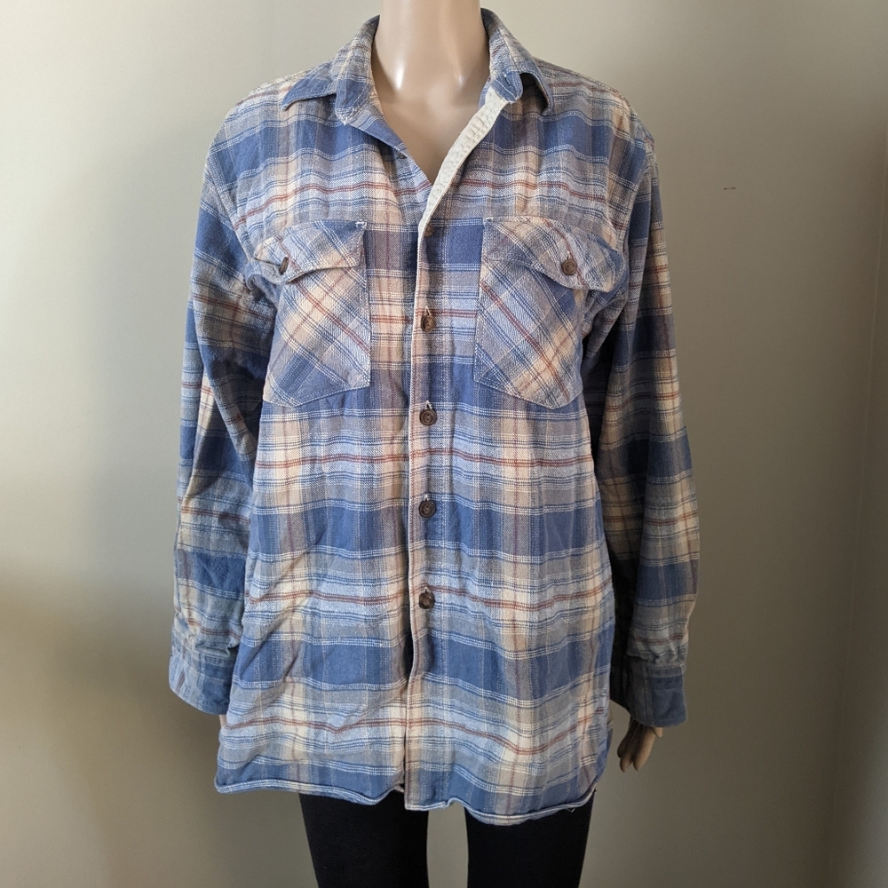 Vintage plain flannel button down shirt, men's small